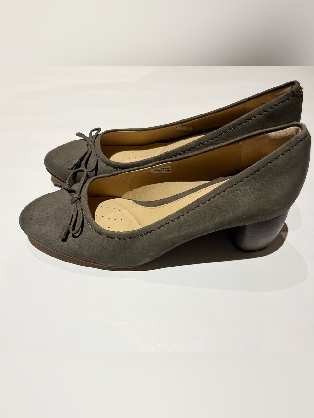 Clarks Taupe Leather Heels